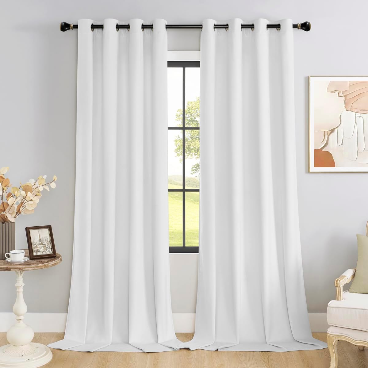 SMILETIME White Velvet Curtains 84 in Long for Living Room