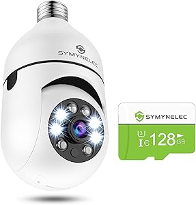 SYMYNELEC Light Bulb Security Camera with 360 Degree View