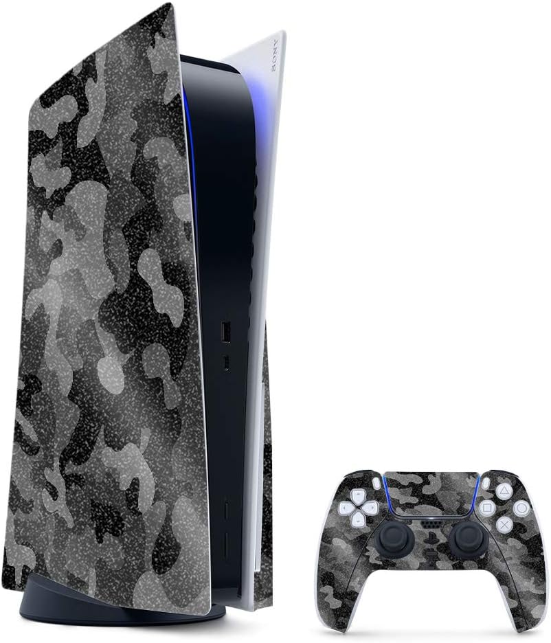 MightySkins Glossy Glitter Gaming Skin for PS5 - Black Camo