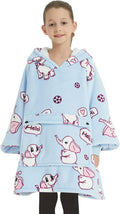 Wearable Blanket Hoodie for Kids Sherpa Patterns Oversized Sweatshirt