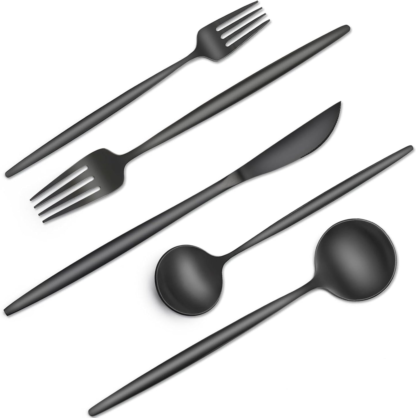 40 Pieces Black Silverware Set for Elegant Dining Experience