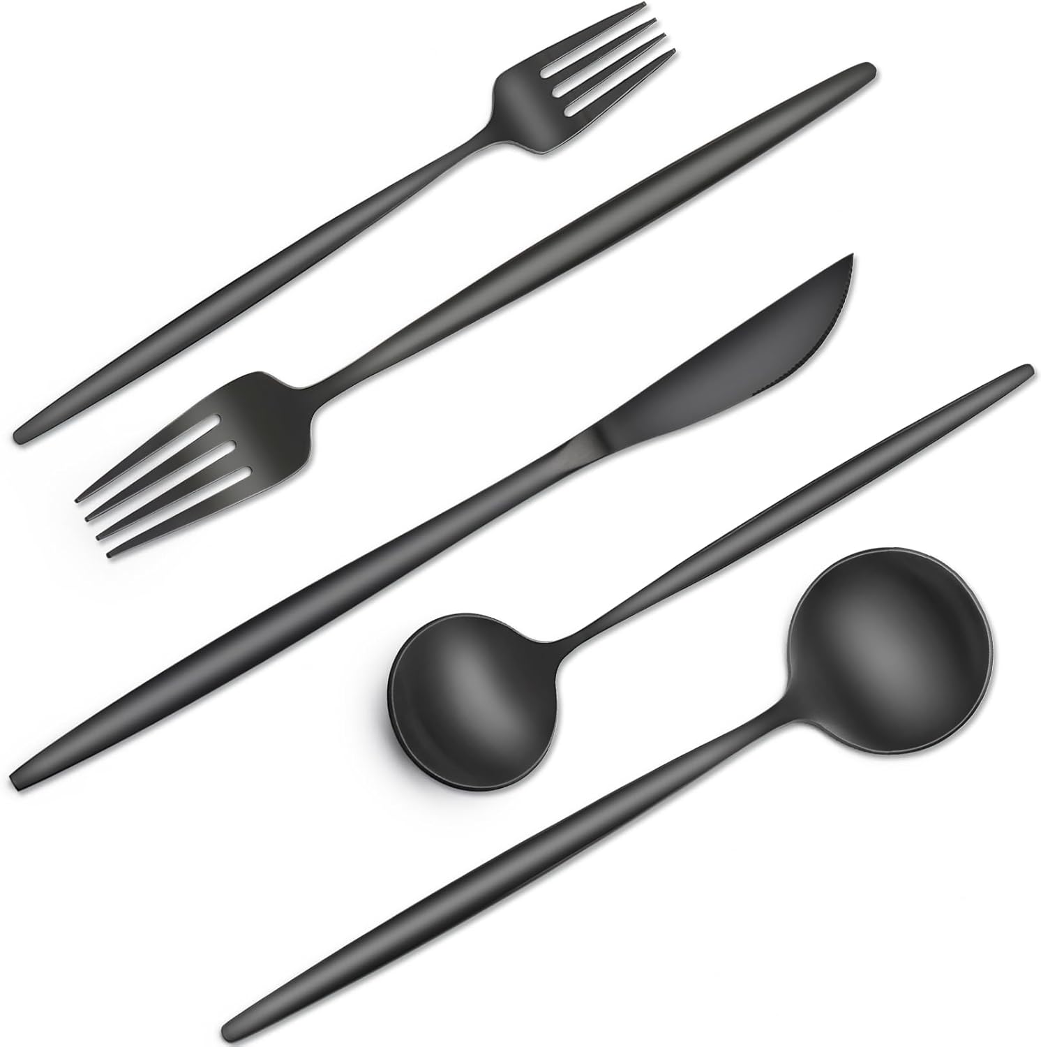 40 Pieces Black Silverware Set for Elegant Dining Experience