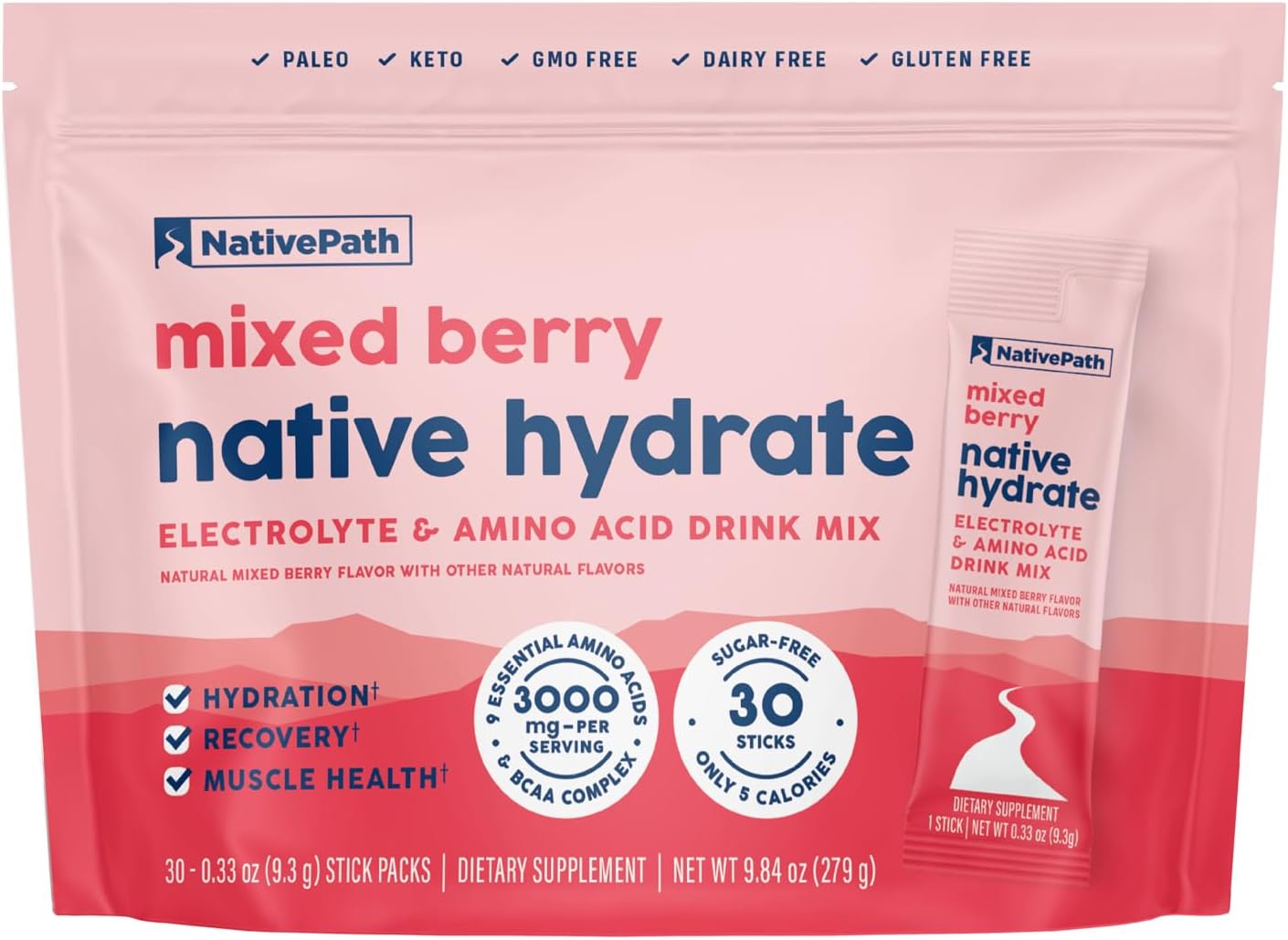 Native Hydrate Stick Packs: Sugar Free Electrolytes with BCAAs