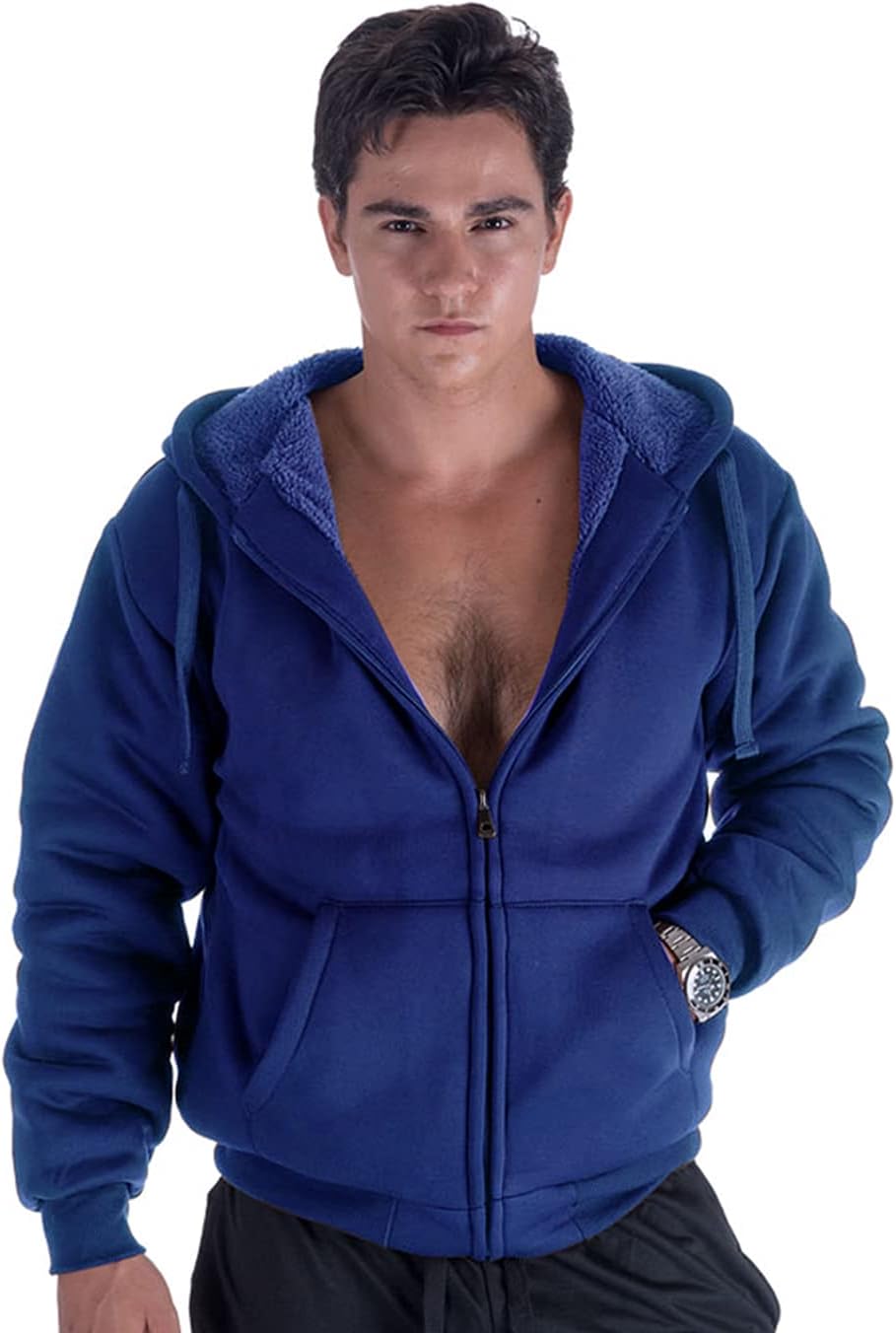 Heavyweight Sherpa Hoodies for Men - Warm Full Zip Sweatshirts