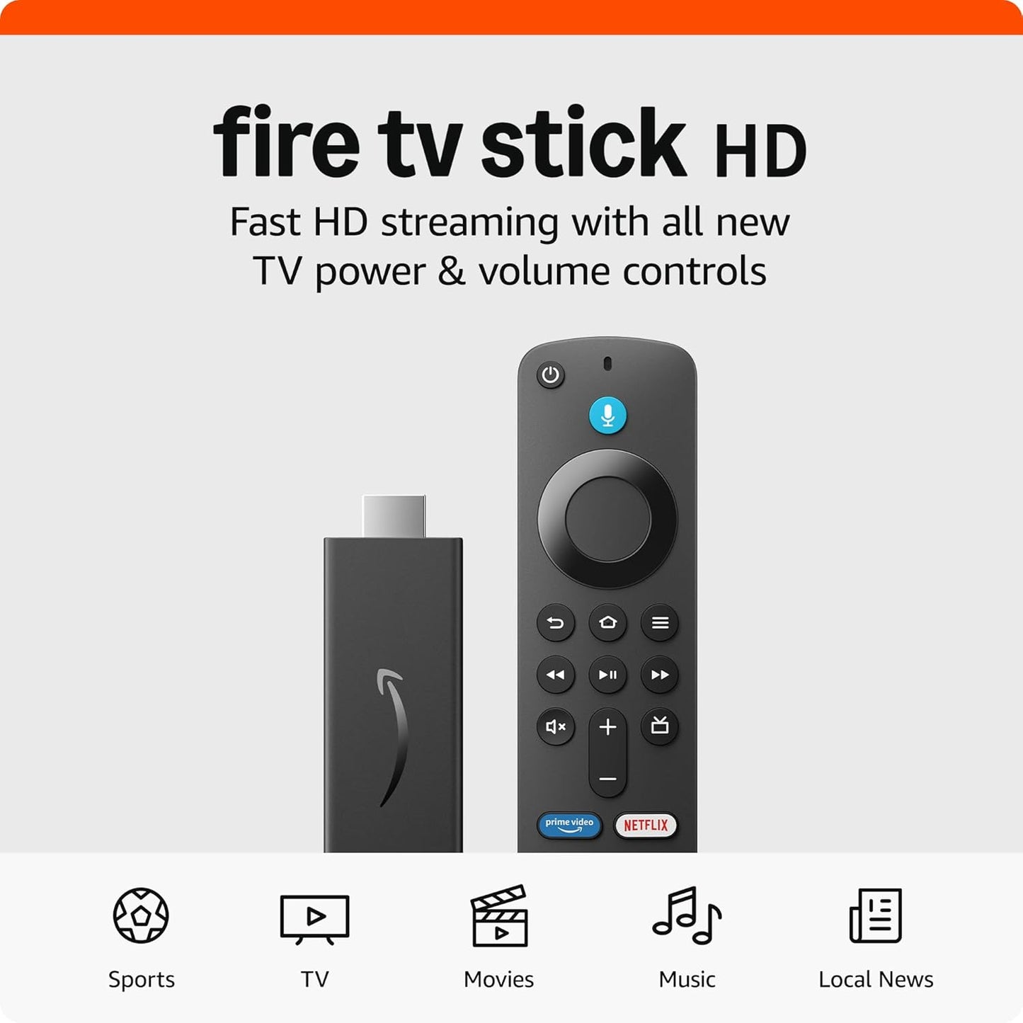 Fire TV Stick HD - Free Live TV & Smart Controls