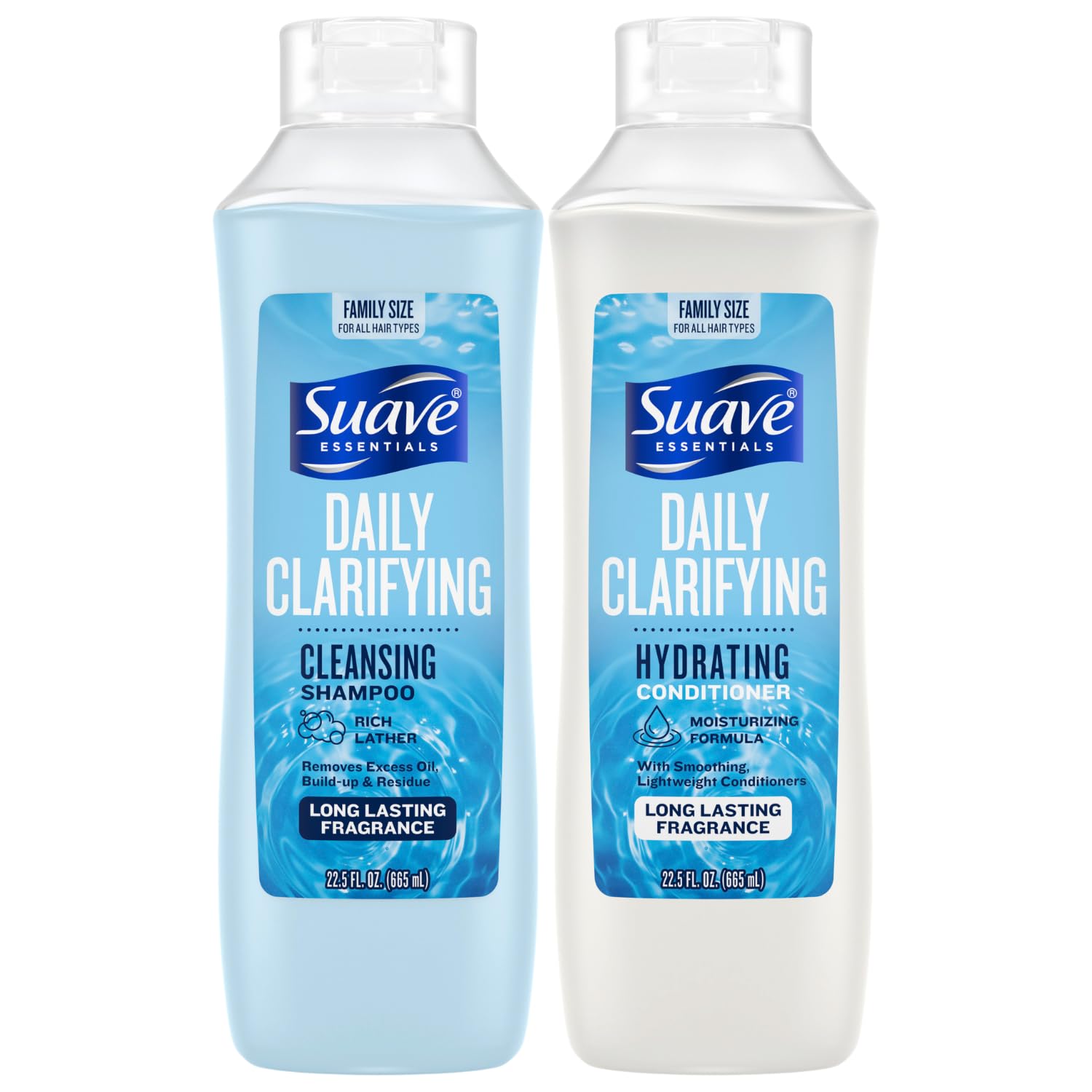 Suave Clarifying & Hydrating Hair Set, Beautifully Clean & Shiny, 22.5 Oz x 2