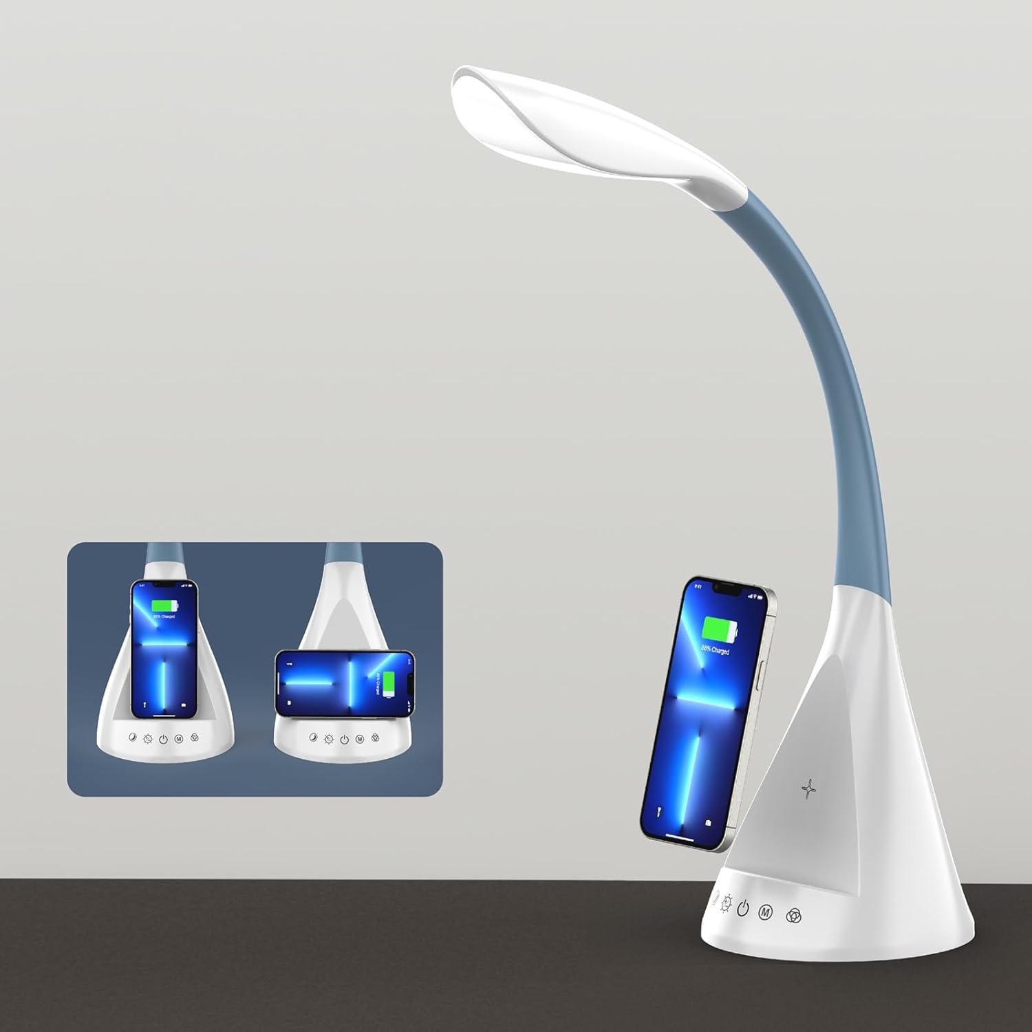DomIQ LED Desk Lamp: Wireless Charger, Eye-Caring Light