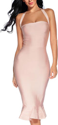 houstil Women's V Neck Halter Fishtail Bodycon Dress Review