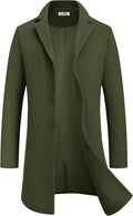Mens Wool Blend Winter Trench Coat - Slim Mid Length Overcoat