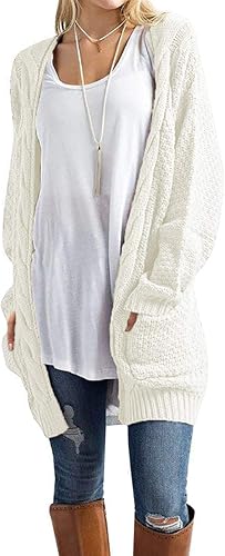 Traleubie Women's Open Front Long Sleeve Boho Cardigan Sweater