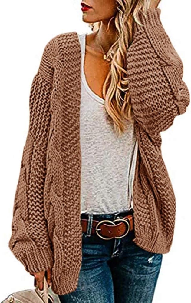 Womens Oversized Chunky Open Front Cardigan for All Seasons