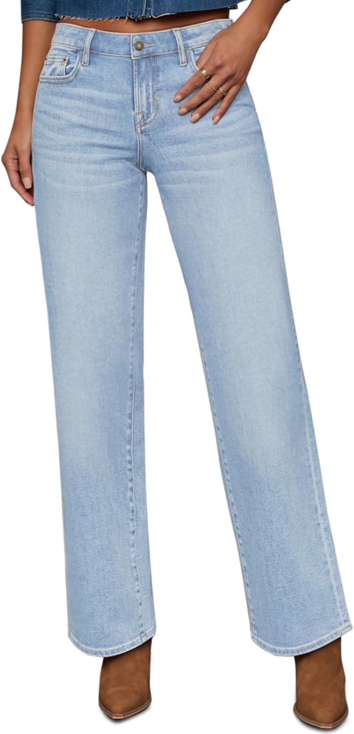 Trendy High Waisted Cropped Straight Leg Jeans for Women