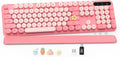 Wireless Keyboard with Round Keycaps Baby Pink - Retro Typewriter