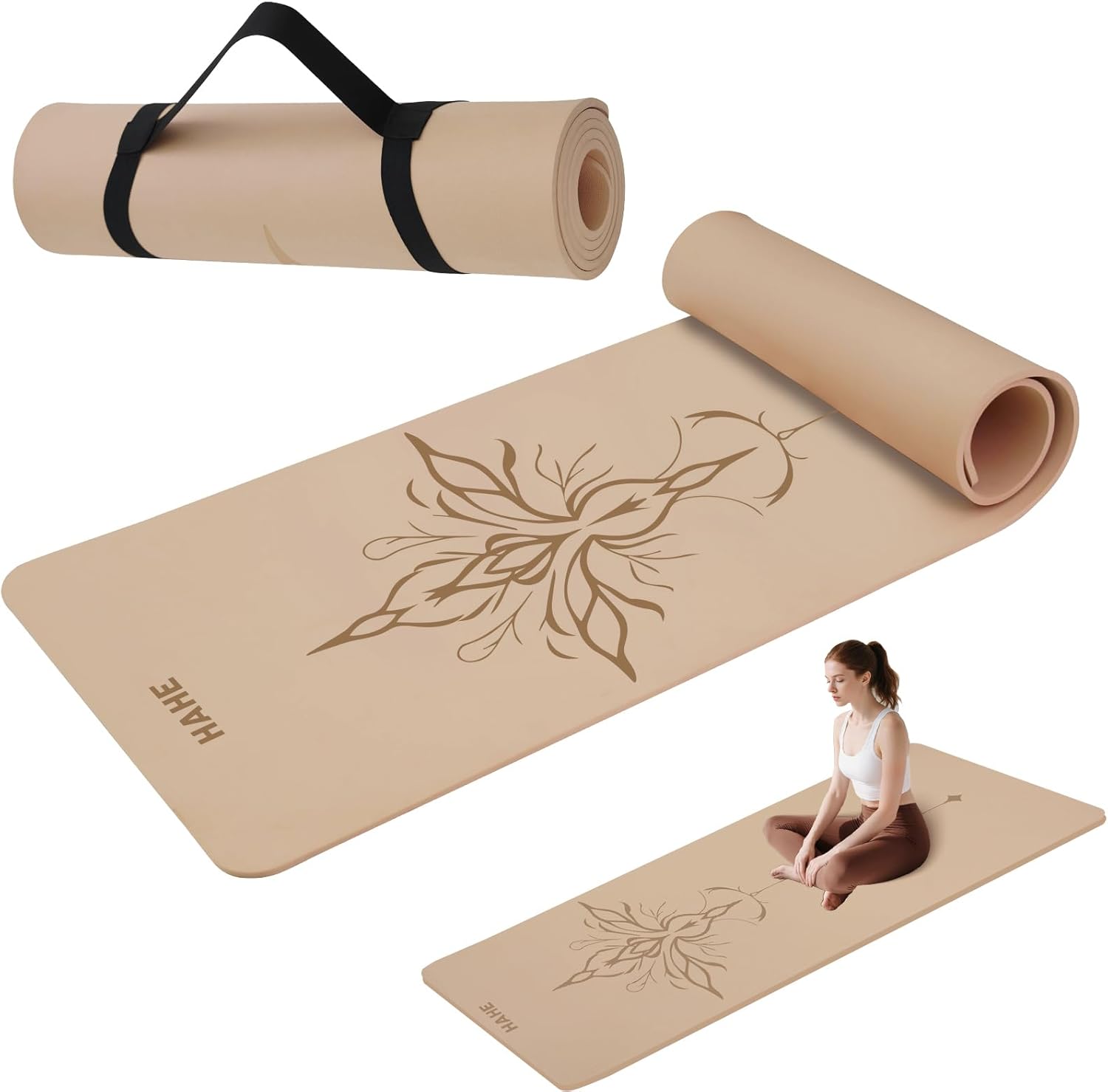 HAHE Yoga Mat Thick 8MM Eco-Friendly Non Slip for Fitness