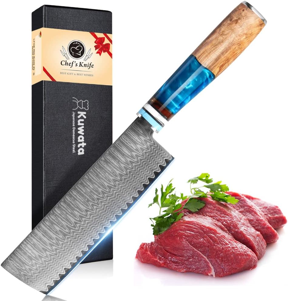 Kuwata Nakiri Chef Knife: VG10 Damascus Steel Kitchen Essential