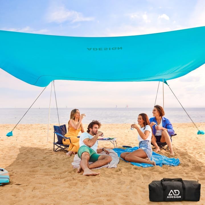 ADesign Windproof Beach Tent with Sandbags - UPF50+ Sun Shade