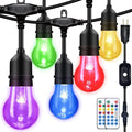48FT Outdoor RGB String Lights with Remote - Dimmable Color Changing