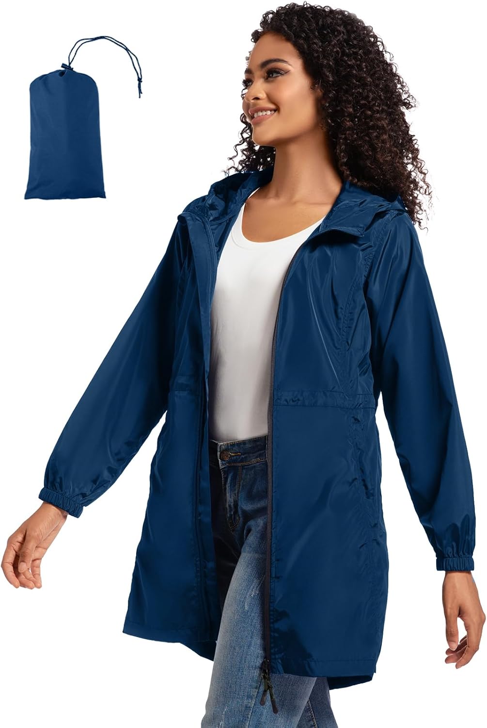 Lightweight Waterproof Rain Jacket for Women - Packable Windbreaker