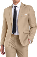 Fxzpiodi Mens Suit Slim Fit 2 Piece Suit - Classic Two Button Formal