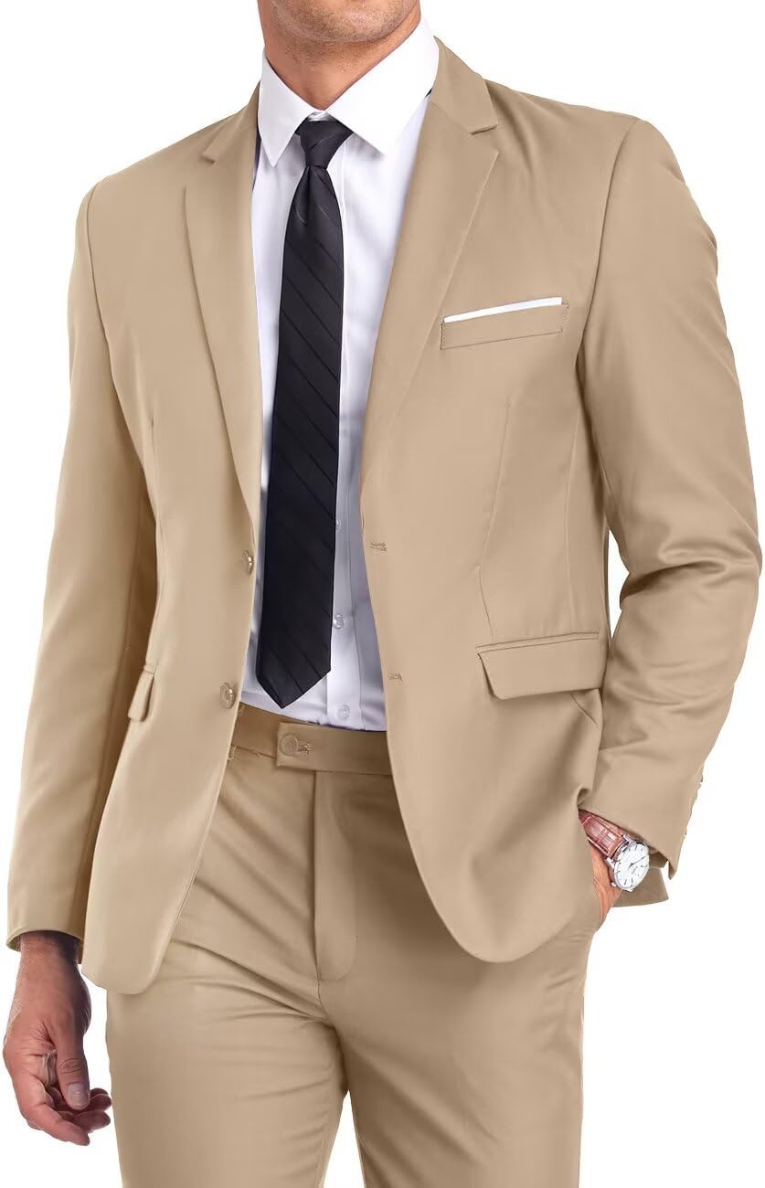 Fxzpiodi Mens Suit Slim Fit 2 Piece Tuxedo for Weddings and Prom