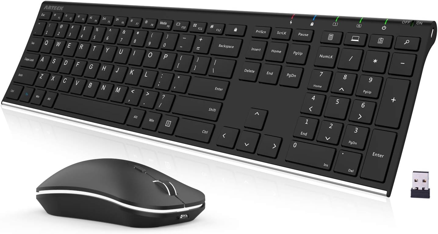 Arteck Wireless Keyboard and Mouse Combo for Comfortable Use