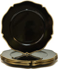 Black scalloped charger plates with Gold beaded rim - Elegant party