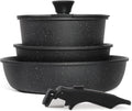 5PCS Pots and Pans Set Non Stick with Detachable Handle - Space Saving