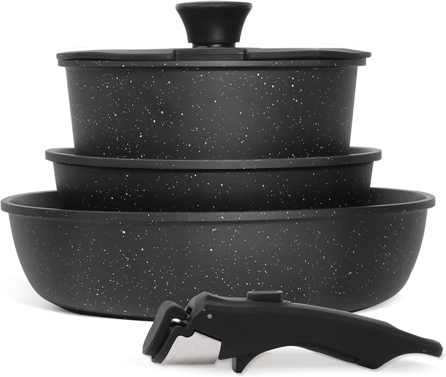 5PCS Non Stick Pots and Pans Set with Detachable Handle