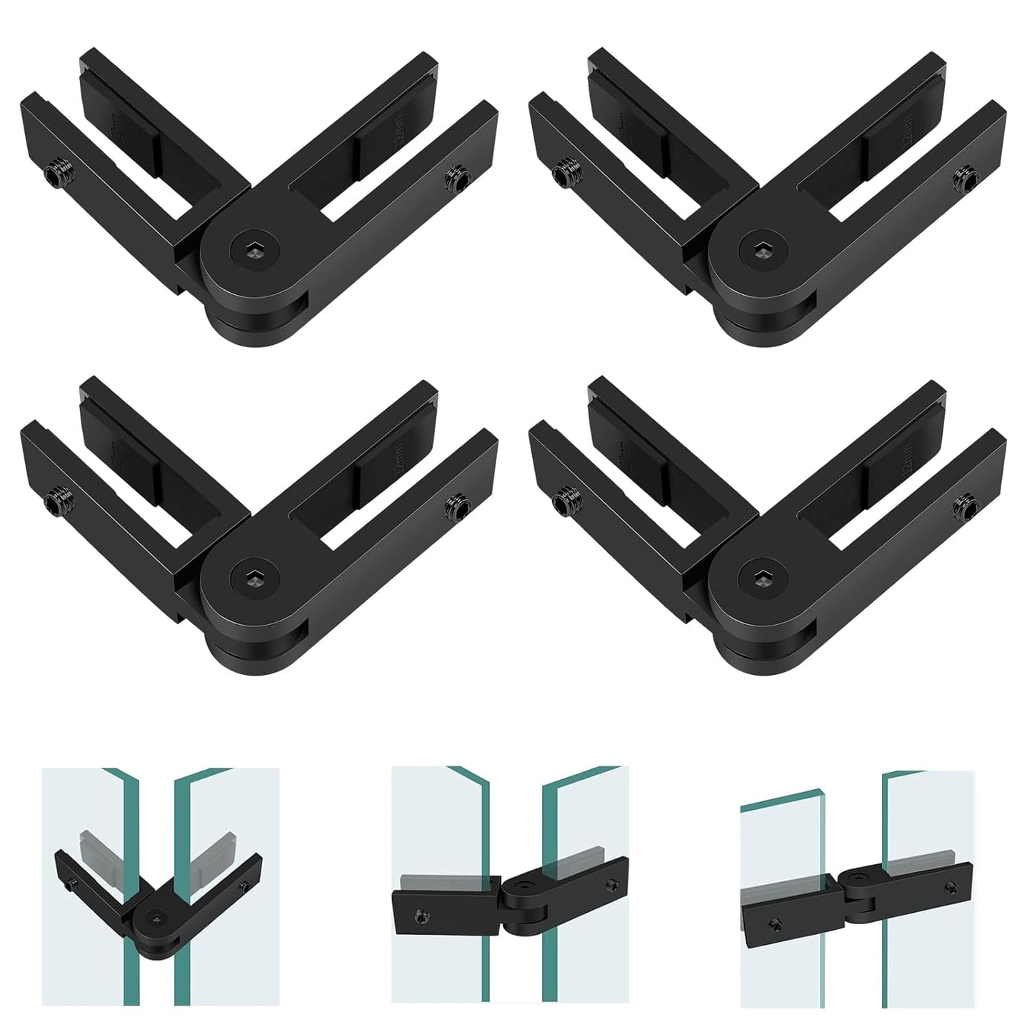 Adjustable Glass to Glass Clamp for Railing, 4 Pack, Durable