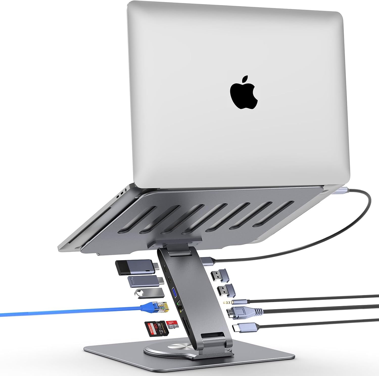 Adjustable Laptop Stand with Docking Station for Ergonomic Use