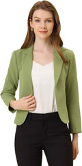 Allegra K Women's Open Front Crop Blazer - Lightweight Office Style is
