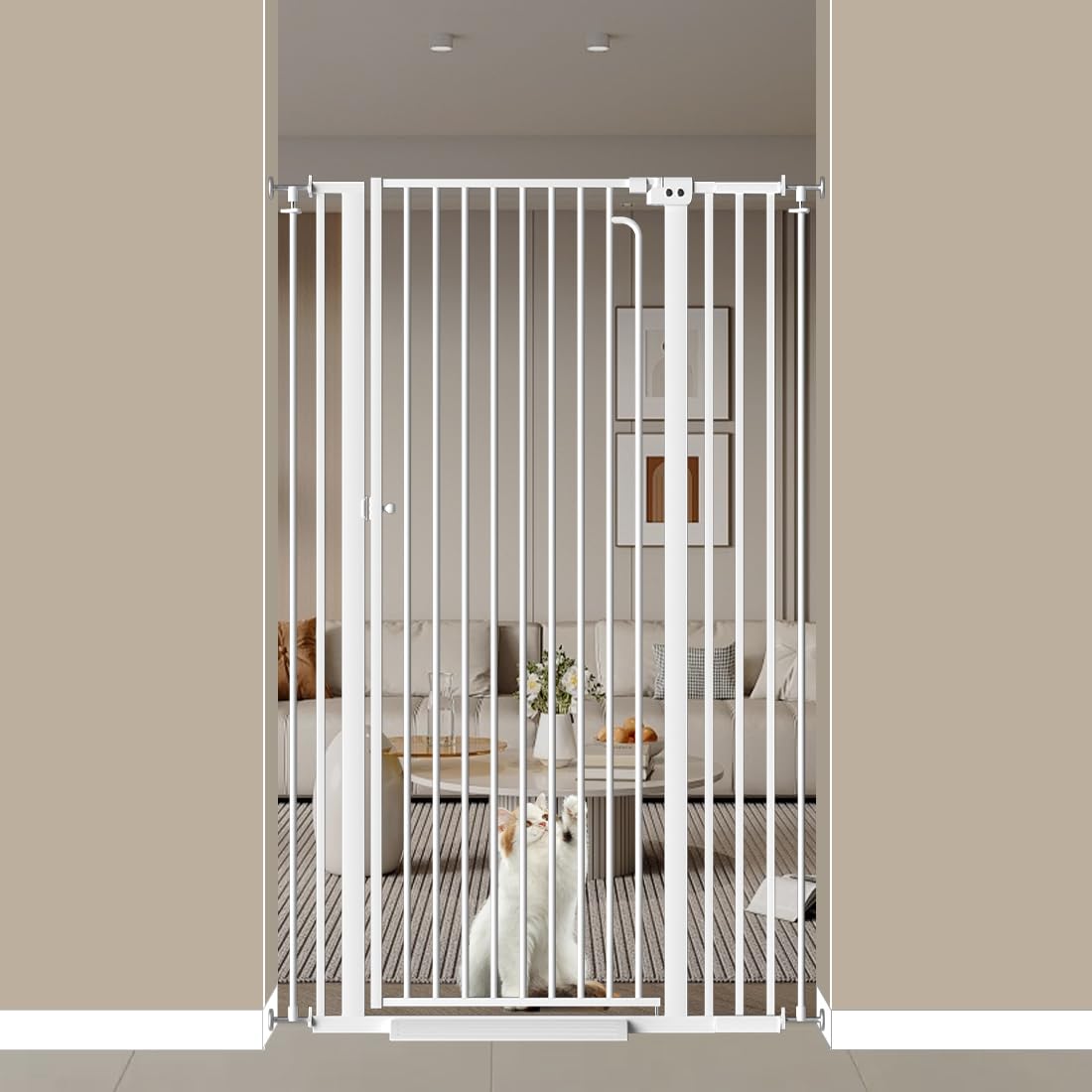 57 Inch Extra Tall Cat Gate for Doorways - Safe Pet Barrier