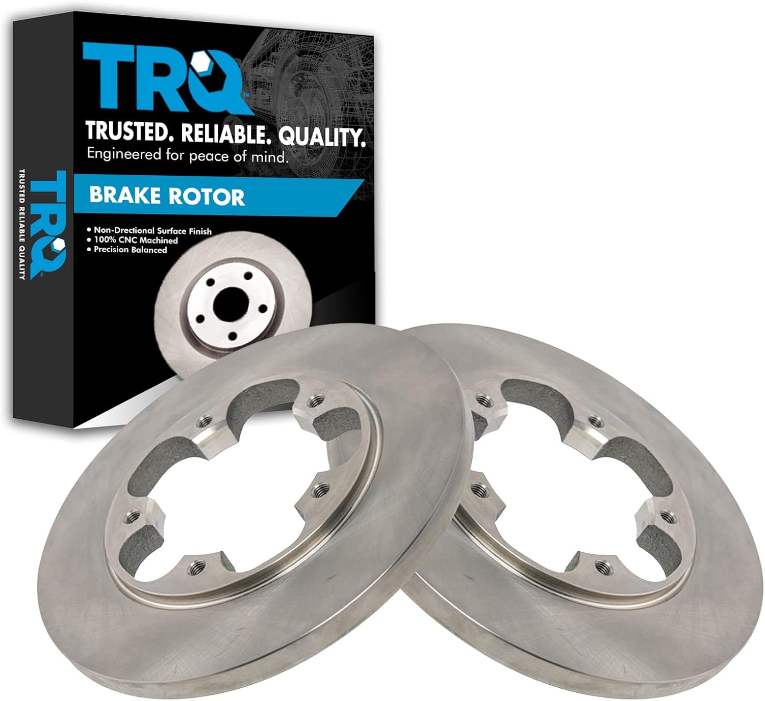 TRQ Rear Brake Rotors Set Solid for 2015-2019 Ford Transit