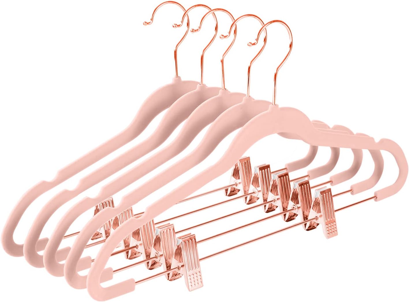 MIZGI Premium Velvet Pants Hangers with Clips for Closet Space