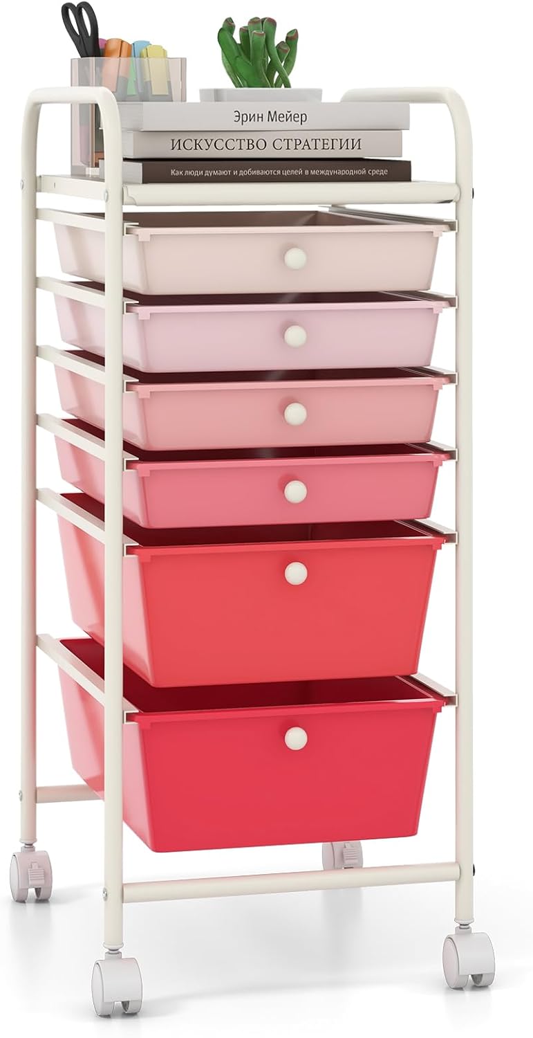 Giantex 6 Drawer Rolling Storage Cart for Home and Office Use