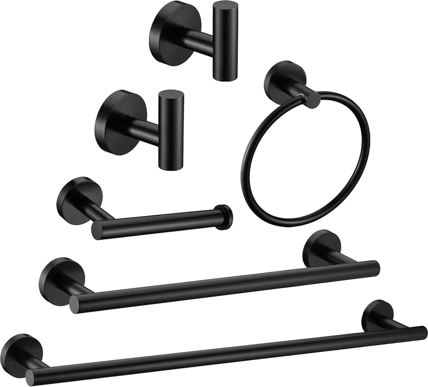 Matte Black Bathroom Hardware Set for Modern Style Spaces