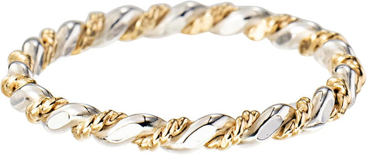 LUKRAY Braided Stacking Ring - Elegant Silver and Gold Design
