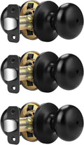 Privacy Door Knobs with Lock 3 Pack - Matte Black Round Keyless