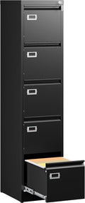SISESOL 5 Drawer Vertical File Cabinet 15in Narrow - Space Saving