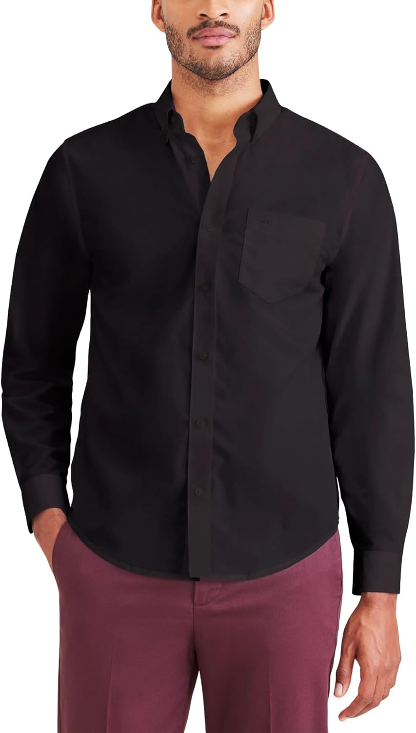 Dockers Mens Classic Fit Long Sleeve Shirt with Stain Defender