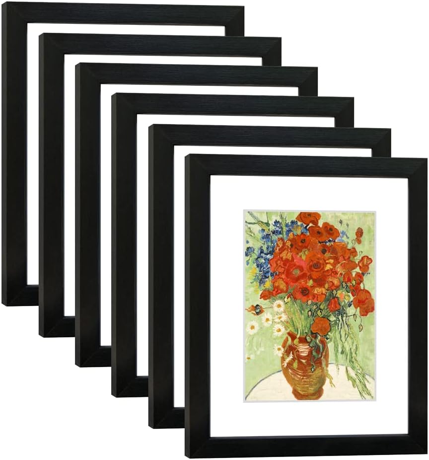 8x10 Picture Frame Set of 6 with Real Glass for Home Decor
