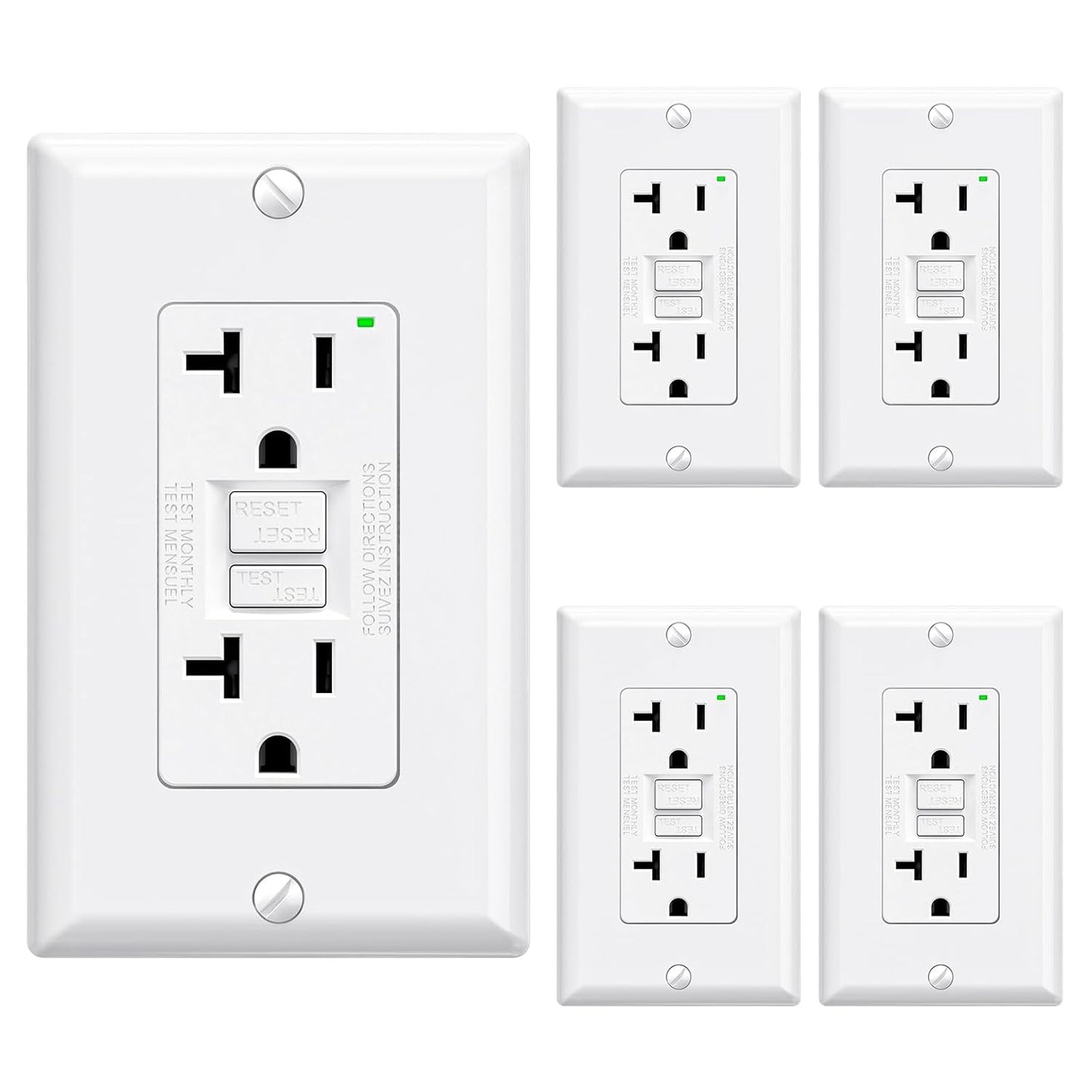 ELEGRP GFCI Outlet 20 Amp with Self-Test and LED Indicator