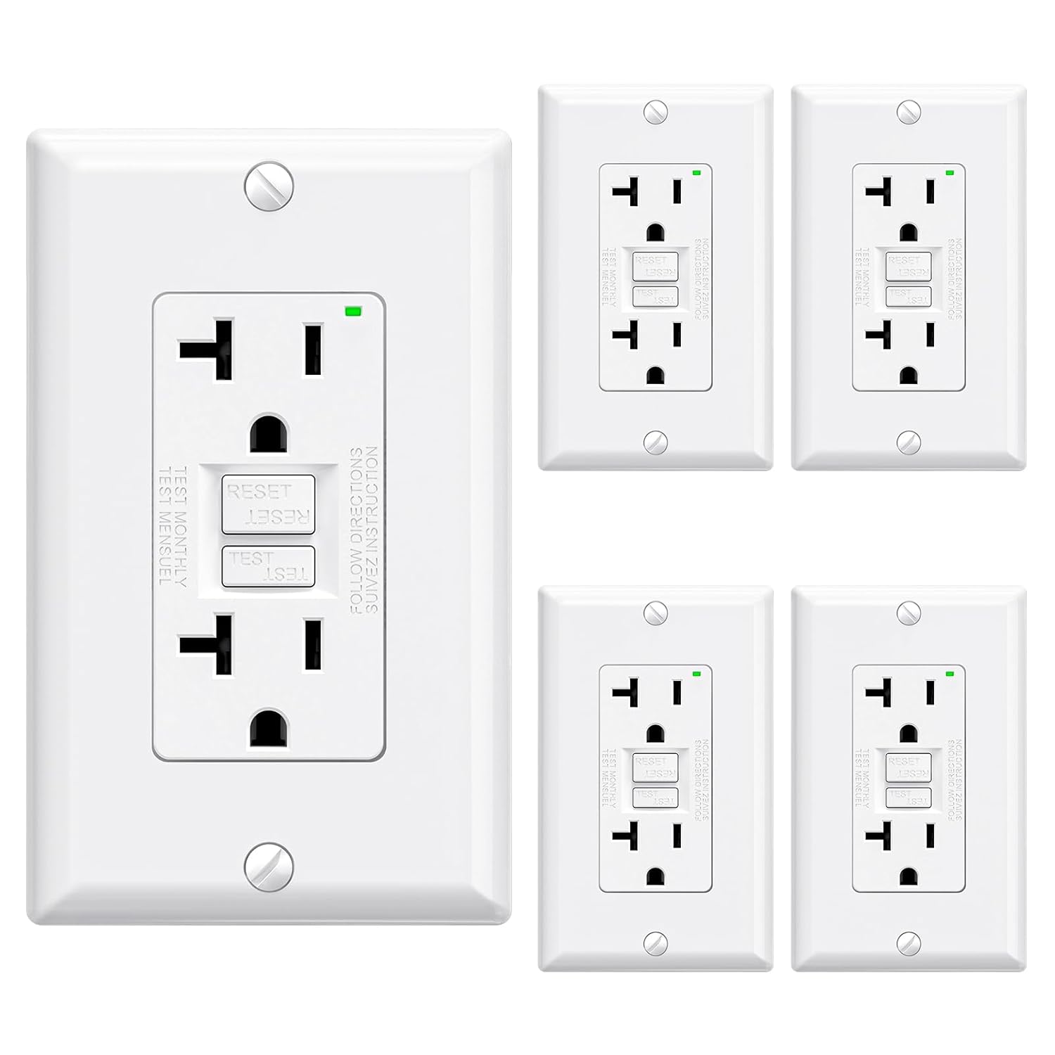 ELEGRP GFCI Outlet 20 Amp with Self-Test and LED Indicator