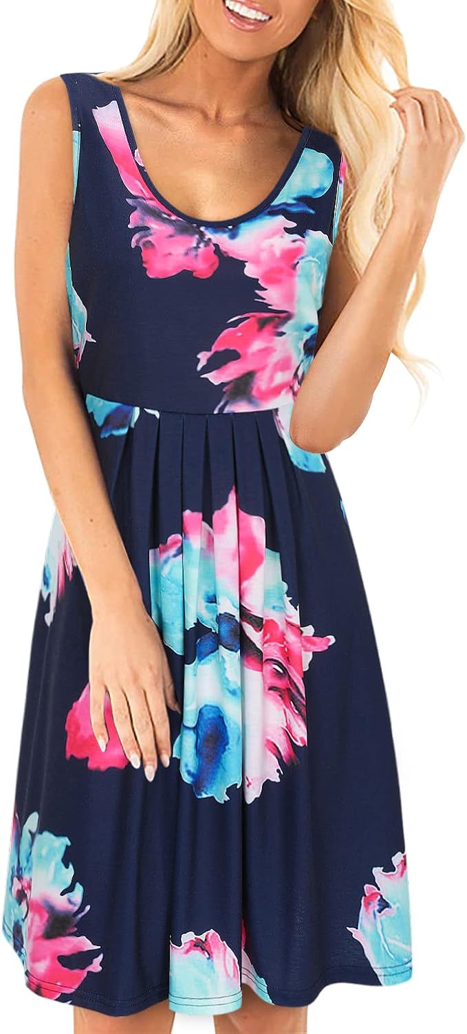 KILIG Women Summer Casual Loose Floral Print Midi Dress