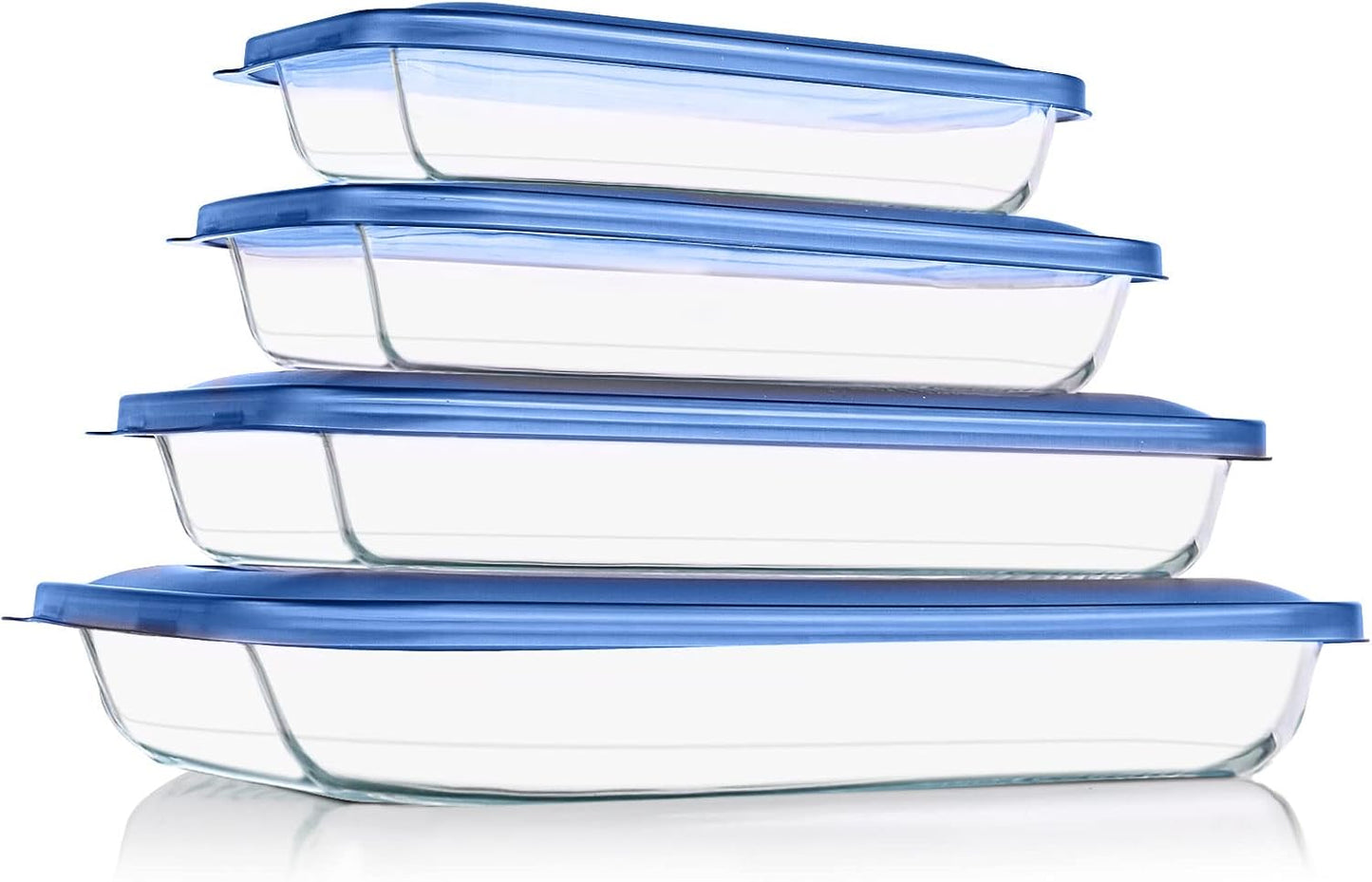 KOMUEE 8 Pieces Glass Baking Dish Set with Lids for Kitchen