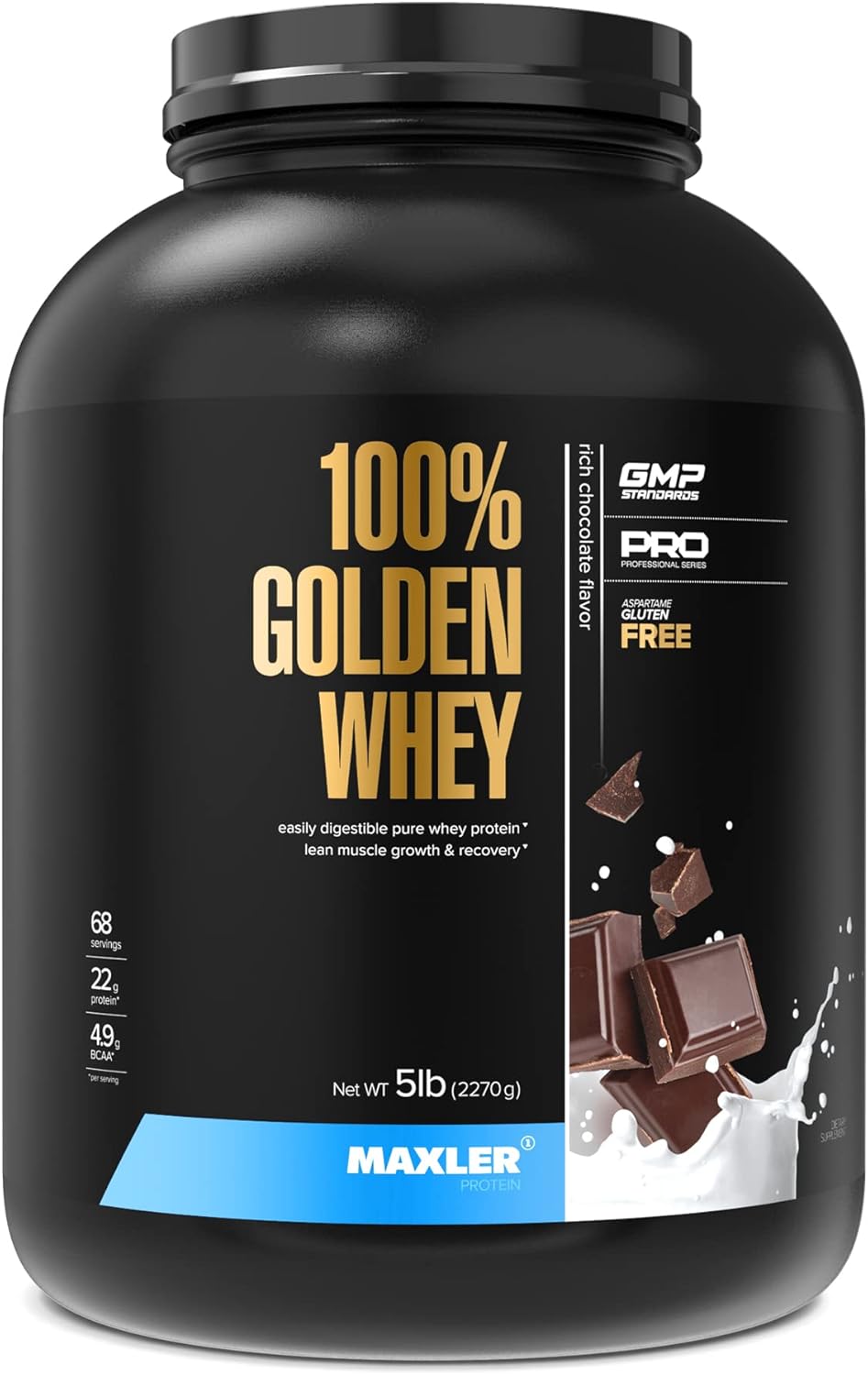 Maxler 100% Golden Whey Protein - Rich Chocolate Flavor 5 lb