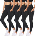 4 Pack Women's High Waisted Black Capri Leggings - Tummy Control