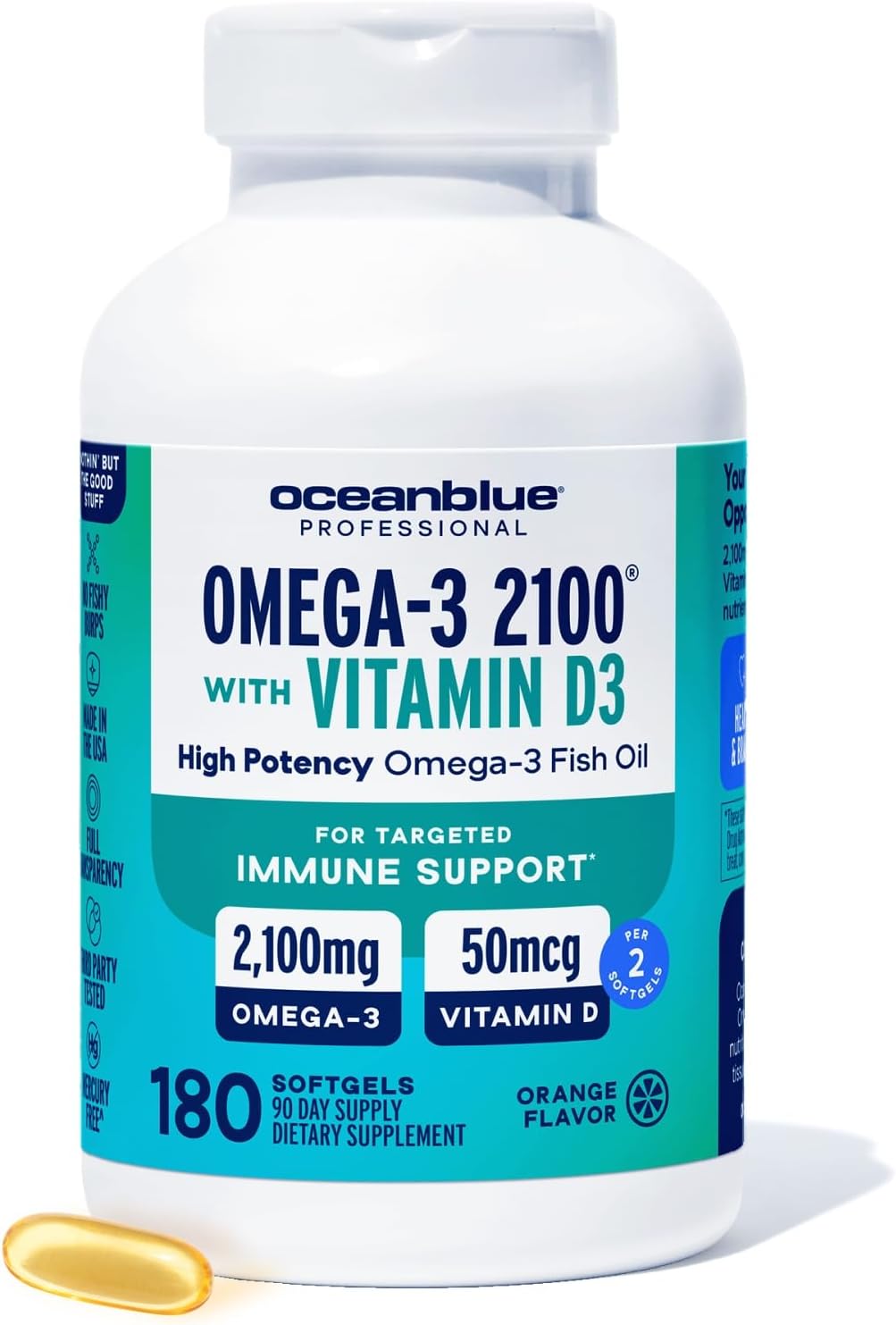 Oceanblue Professional Fish Oil with Vitamin D3 for Wellness