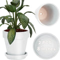 Vensovo 8 Inch Clay Pots with Saucer for Indoor Outdoor Plants