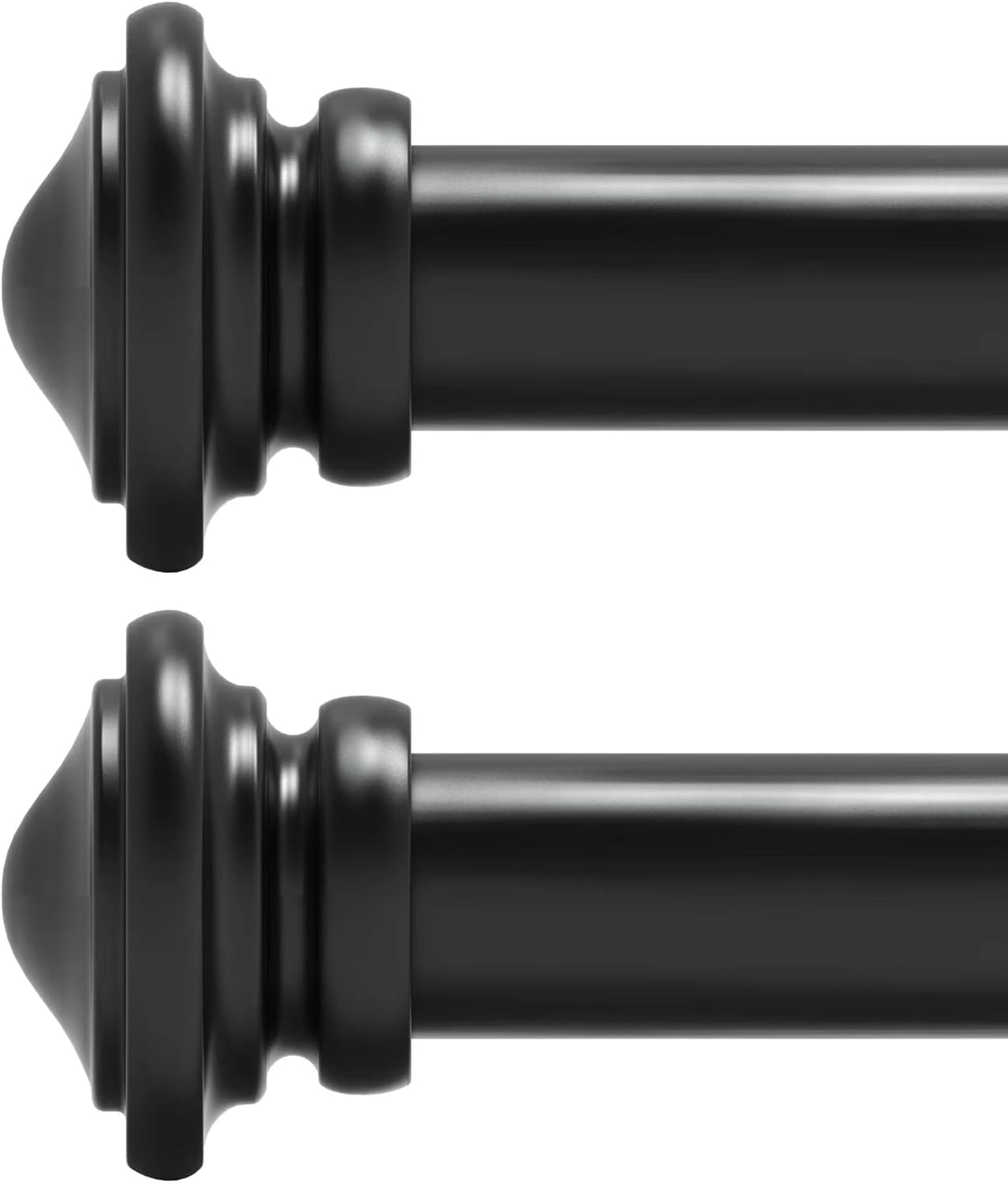 Adjustable Matte Black Curtain Rods - Set of 2